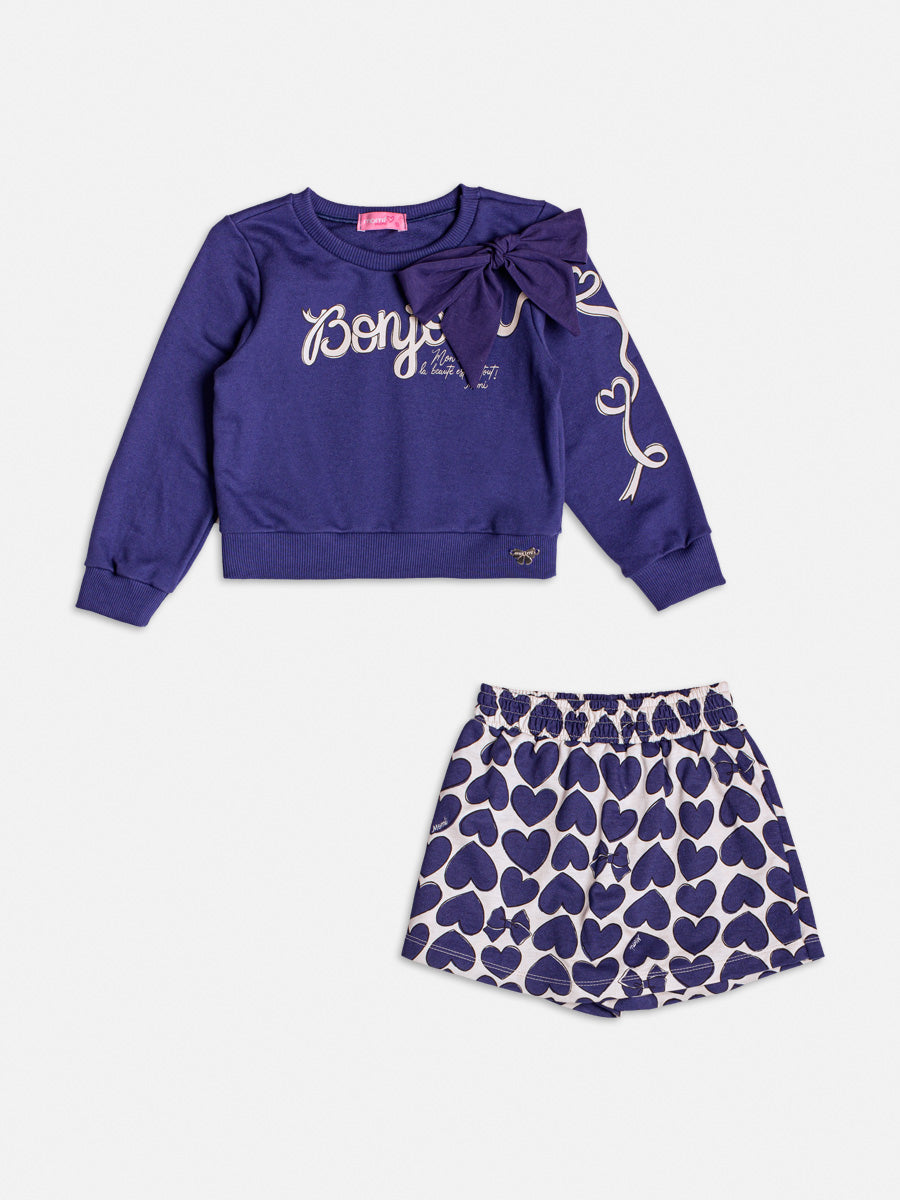 Conjunto Casaco Shorts Azul Midnight - BambolePetit