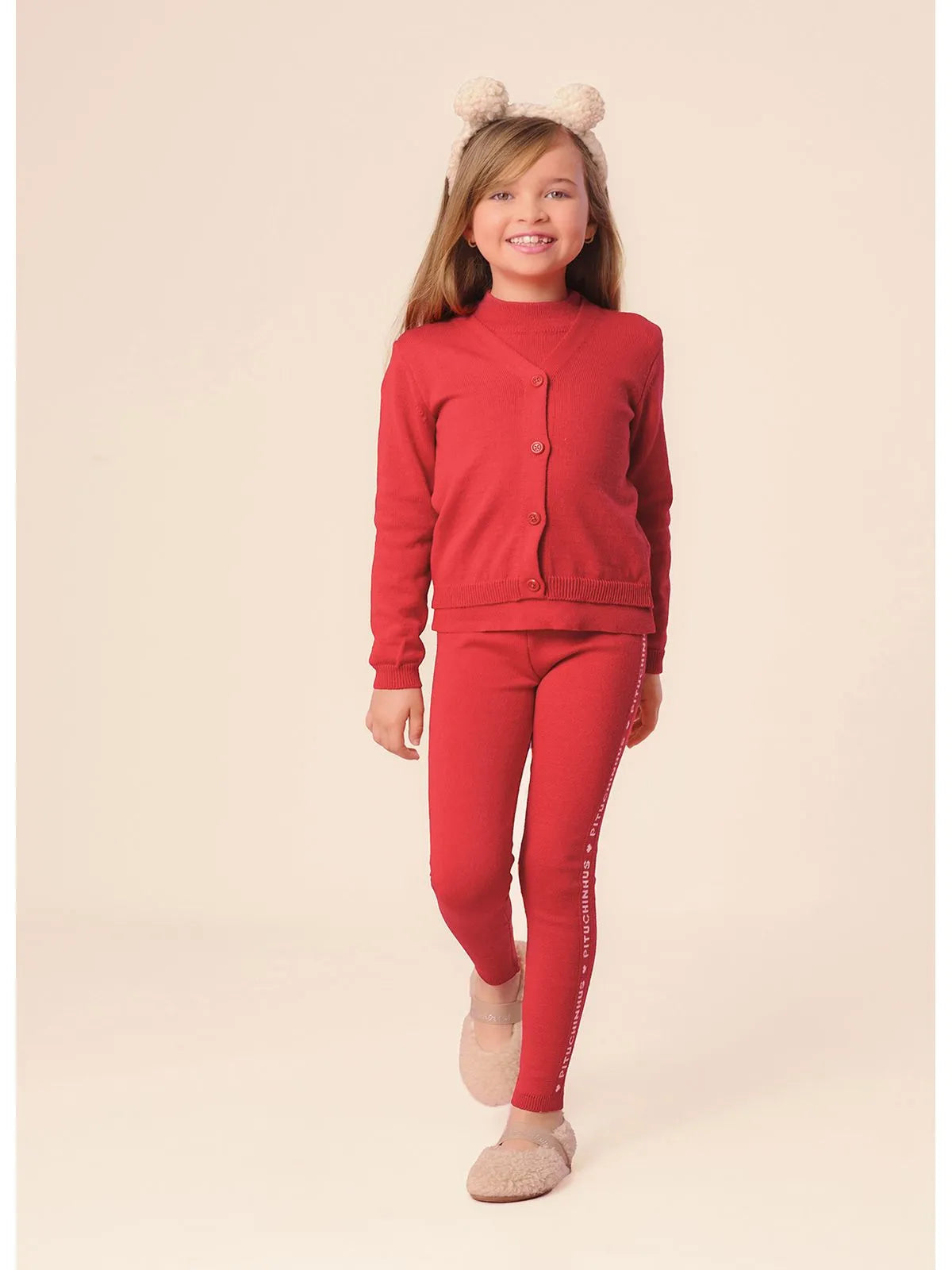 Calça Legging Tricot Pituchinhus Vermelho - BambolePetit