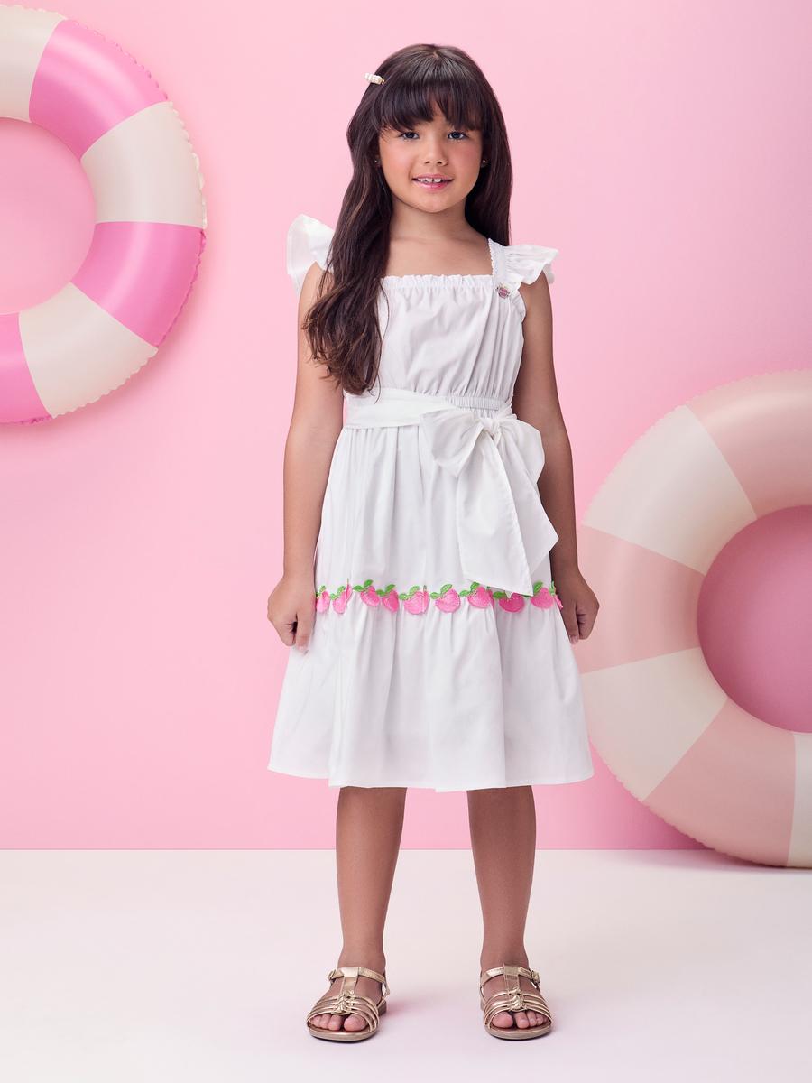 Vestido Tricoline Maçãs Momi