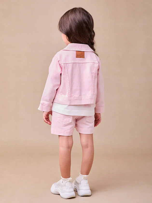 Jaqueta Jeans Rosa com Pingente