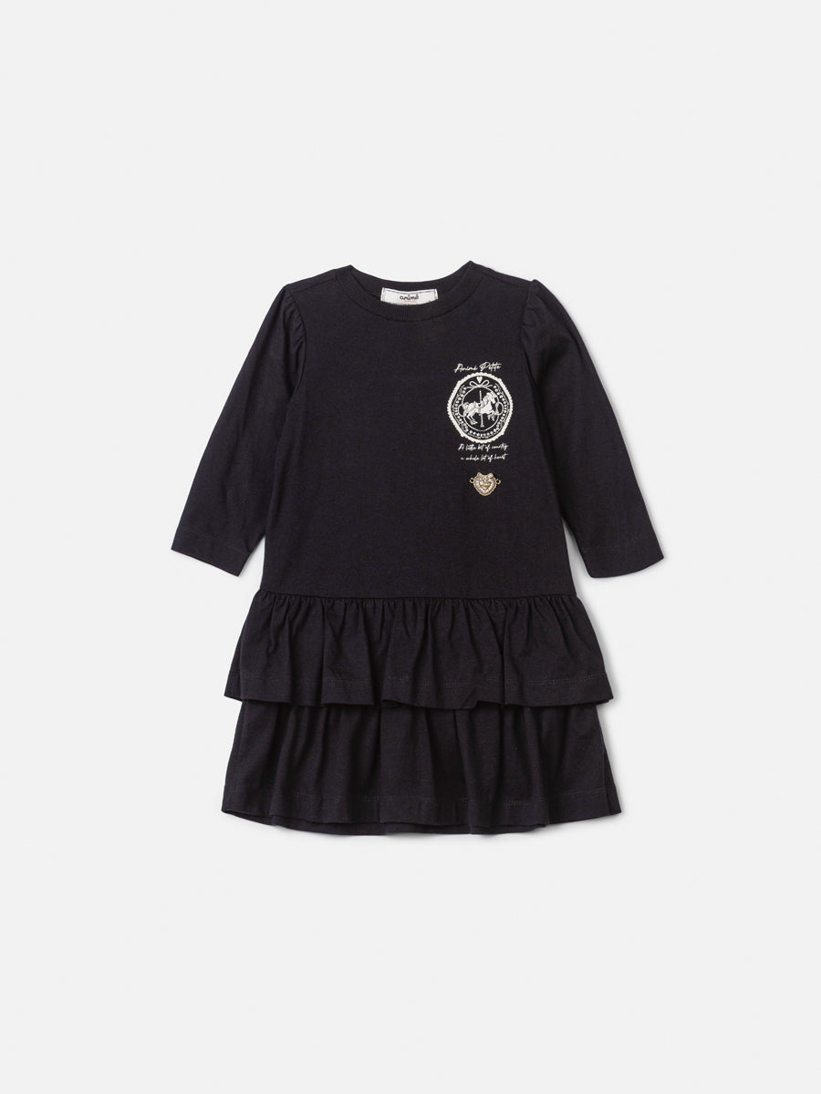 Vestido Manga Longa Malha Preto Animê