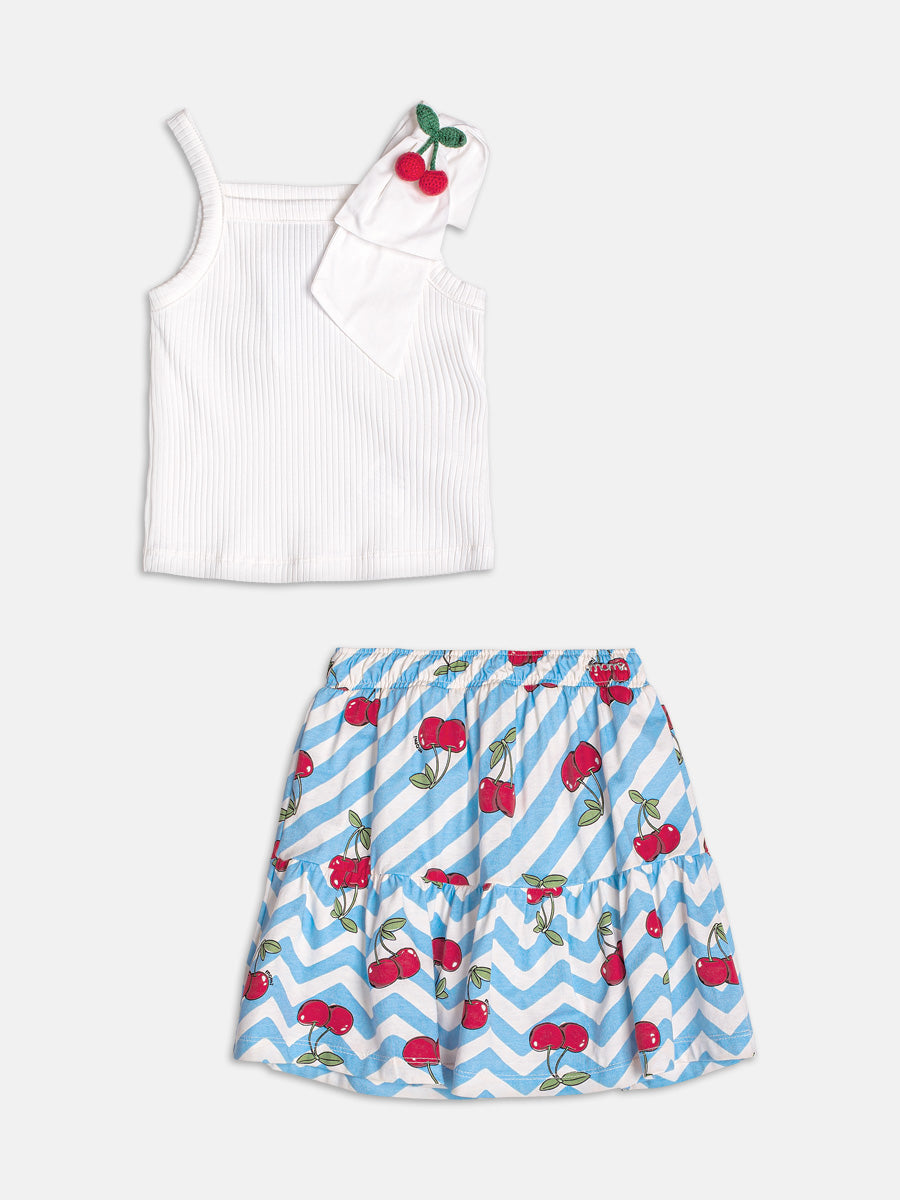Conjunto Regata e Saia Cereja Off White Momi