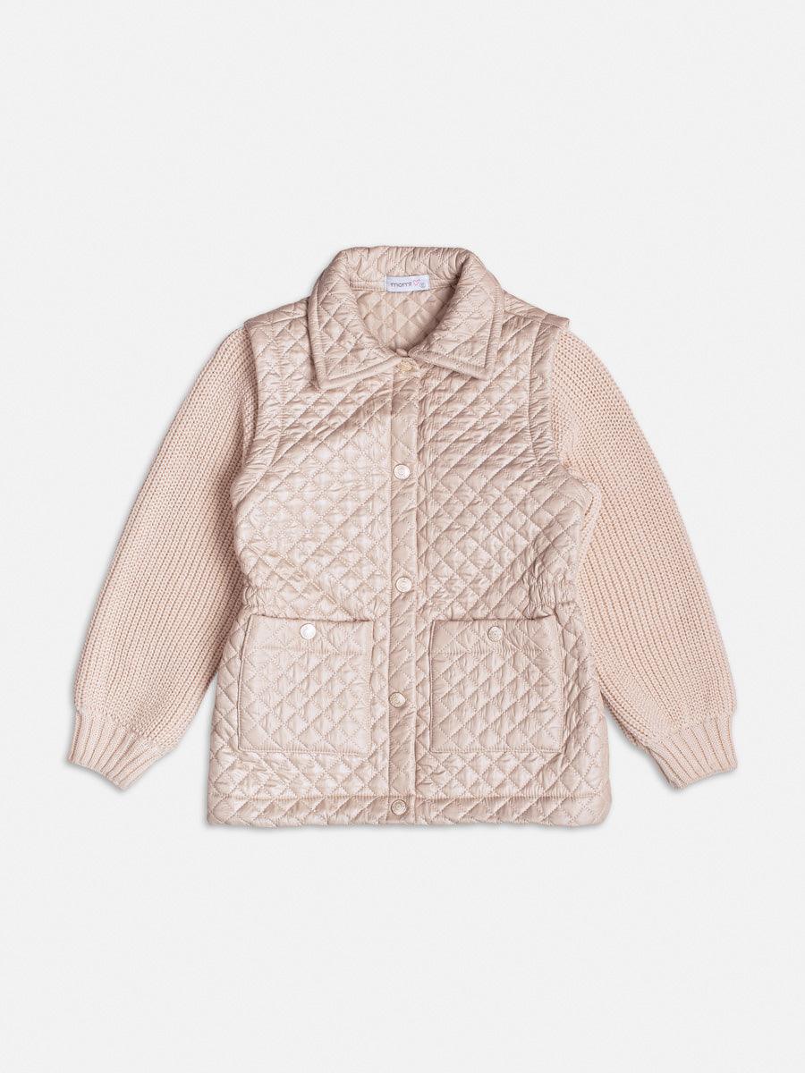 Jaqueta com Mangas de Tricot Bege - BambolePetit