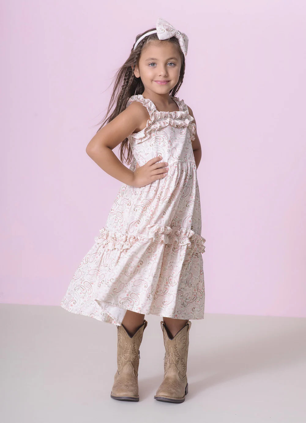 Vestido Algodão Estampado Frufru Cristal Pituchinhus