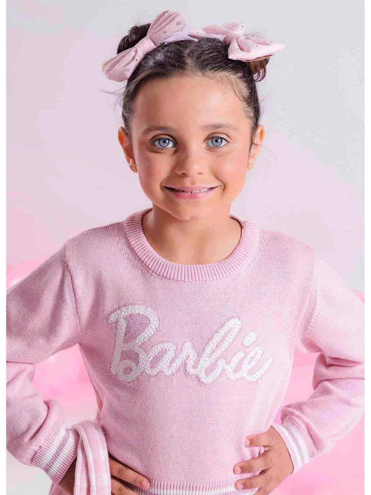Blusa Tricot Cropped Barbie Shine /Sugar Rose - BambolePetit