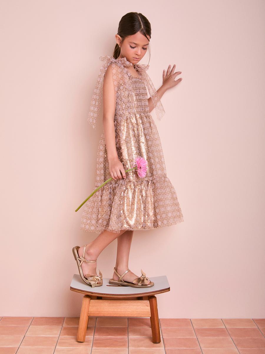 Vestido Paete com Tule Palha Anime