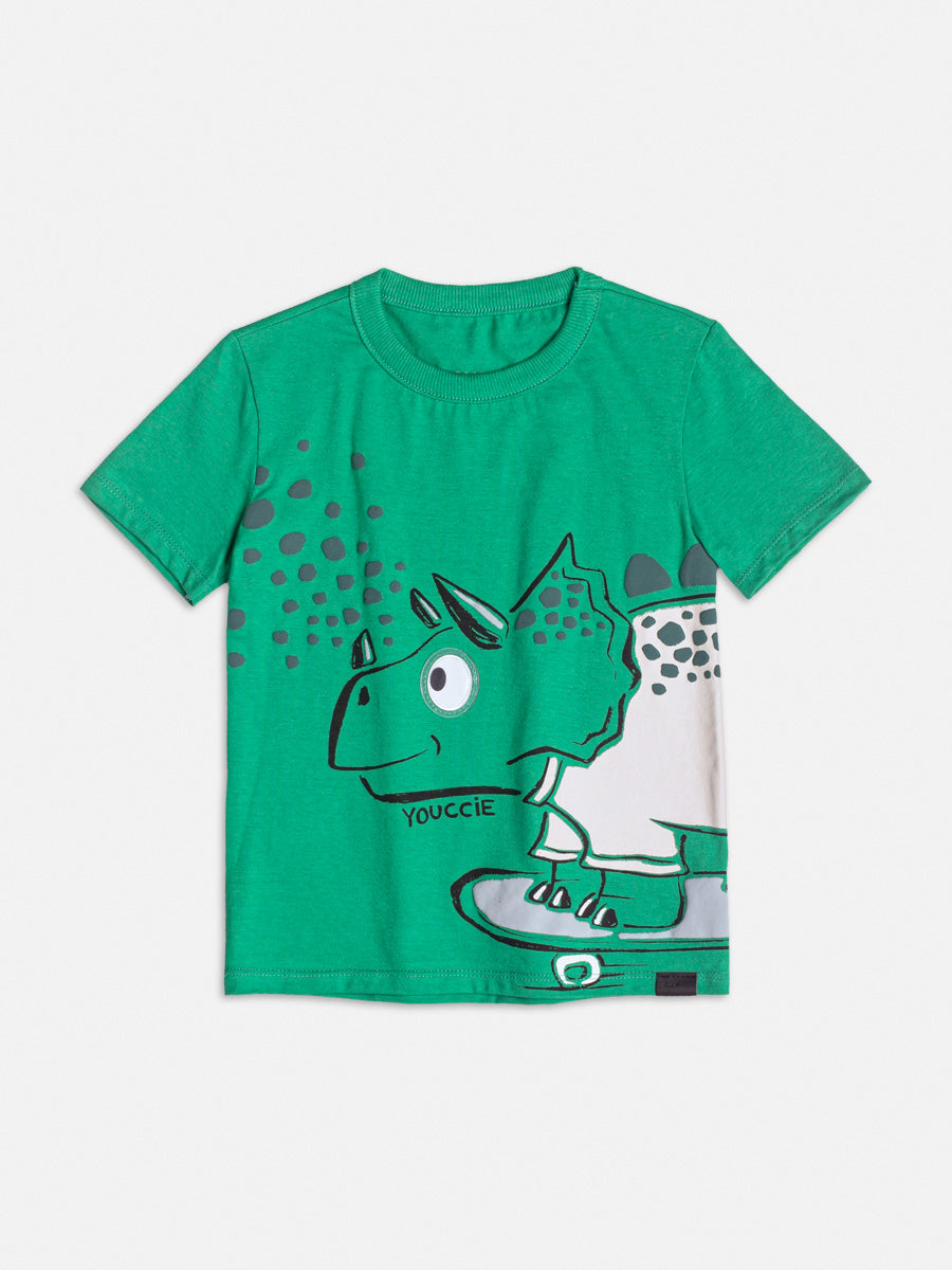 T-Shirt Manga Curta Youccie Verde Puro - BambolePetit