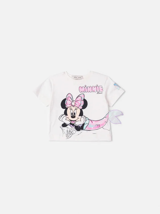 Blusa da Minnie Sereia com Aplique 3D Perola