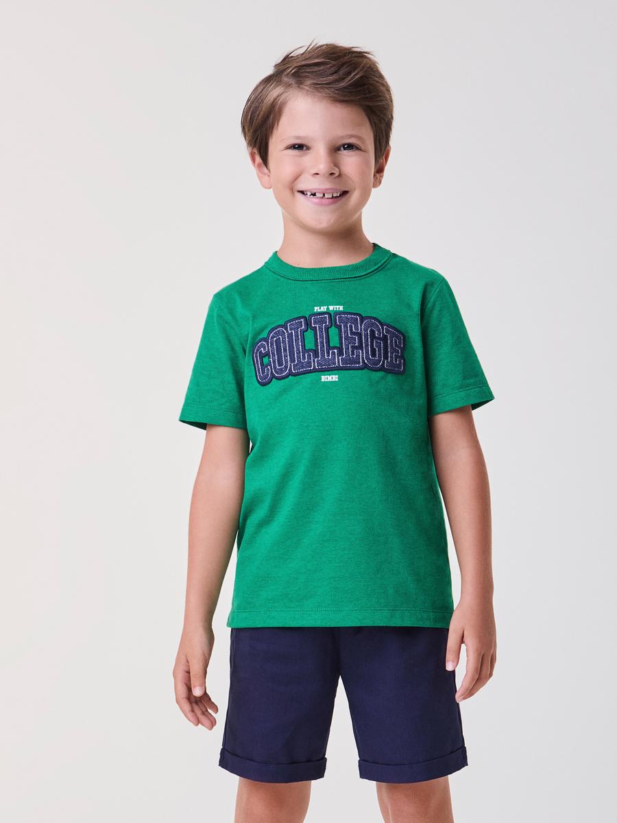 Conjunto T-Shirt e Bermuda College Verde Bimbi