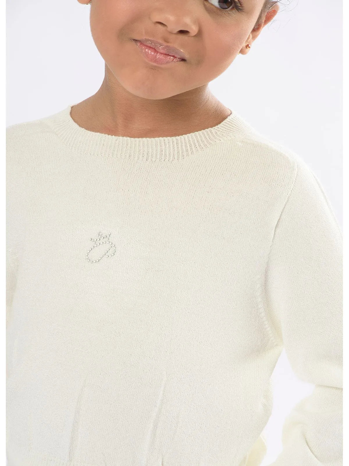 Blusa Tricot Sem Costura Cropped P Cristal Off White