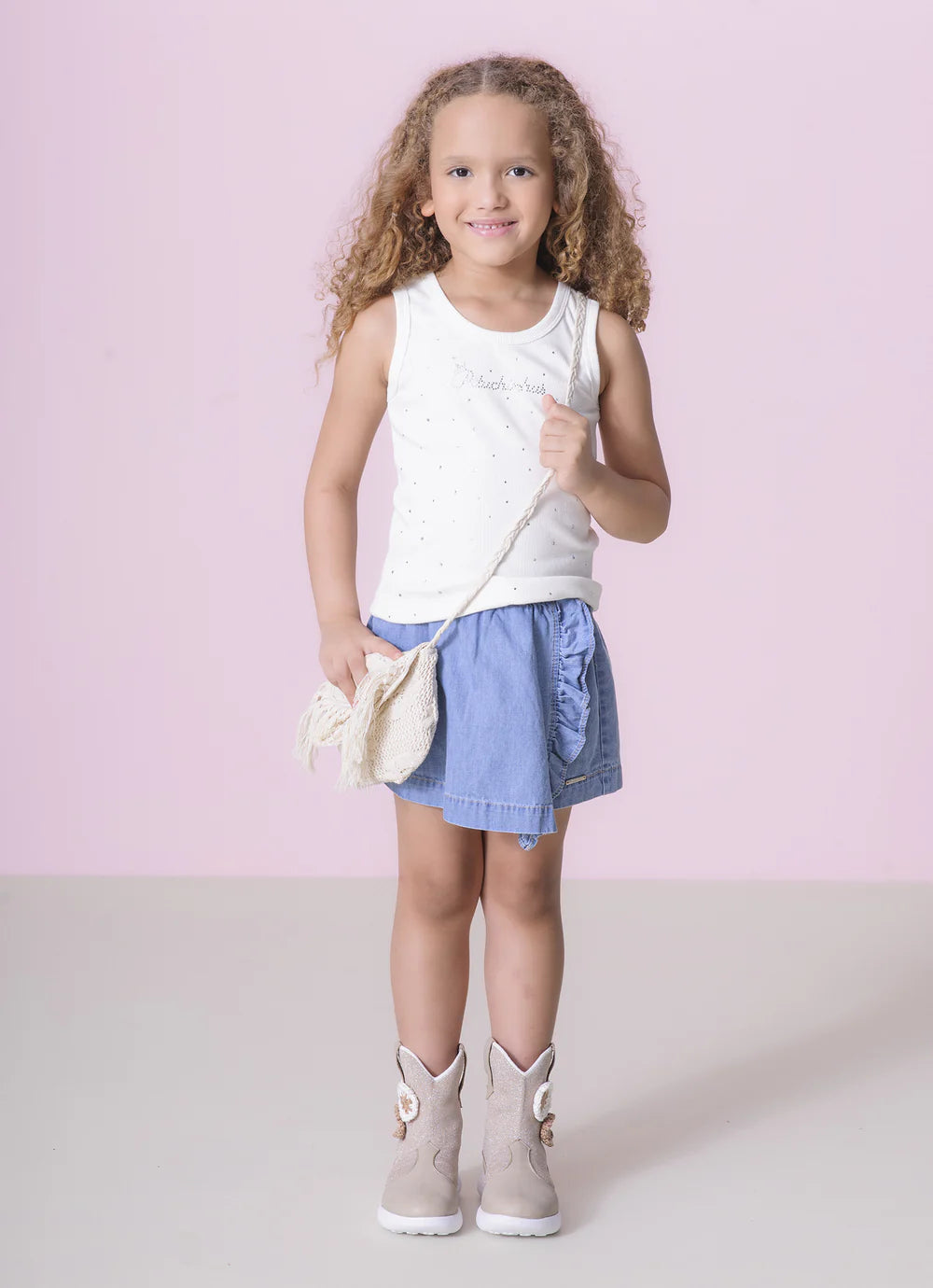 Saia Short Jeans Babadinho Pituchinhus