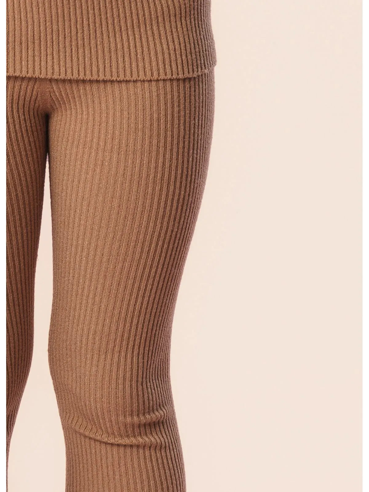 Legging Tricot Canelada Sem Costura Amarelo Queimado