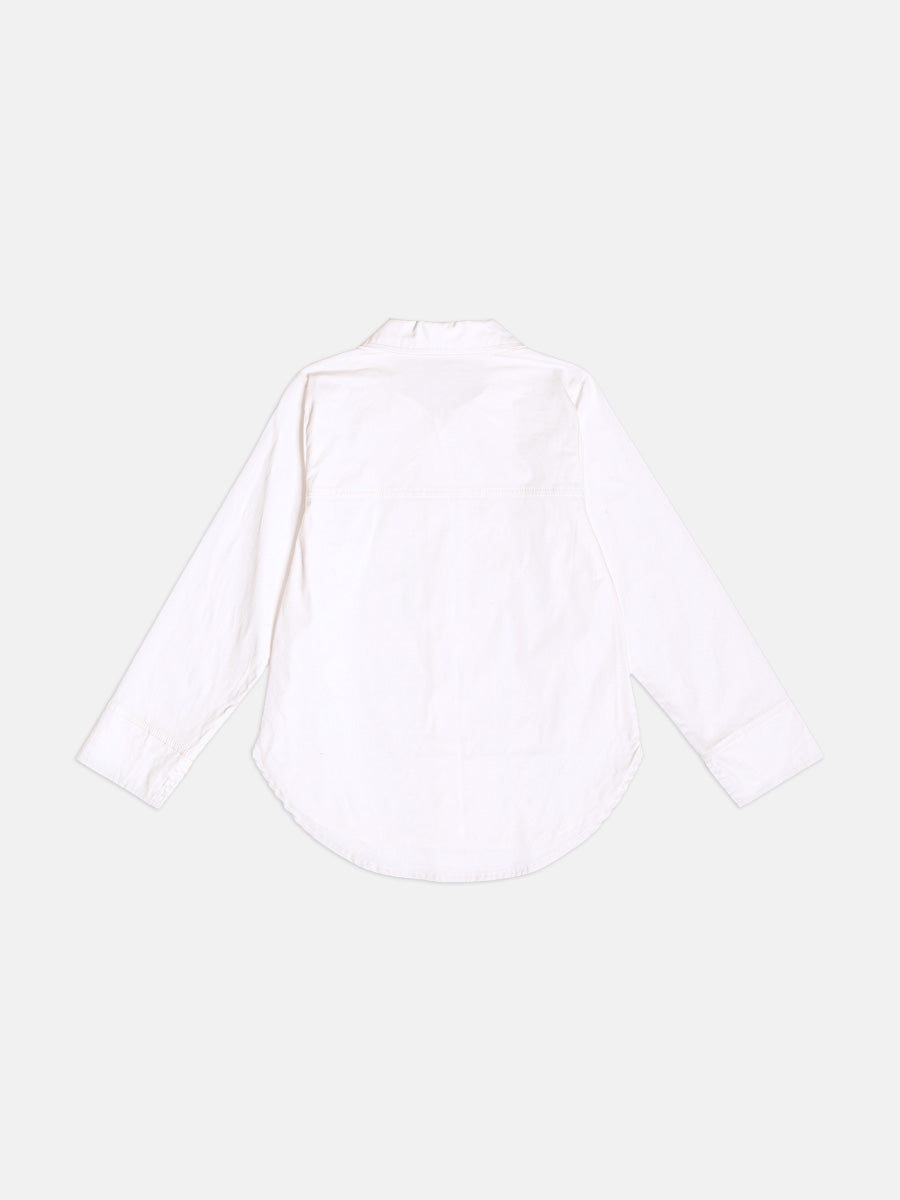 Camisa Manga Longa Com Strass Off White Momi
