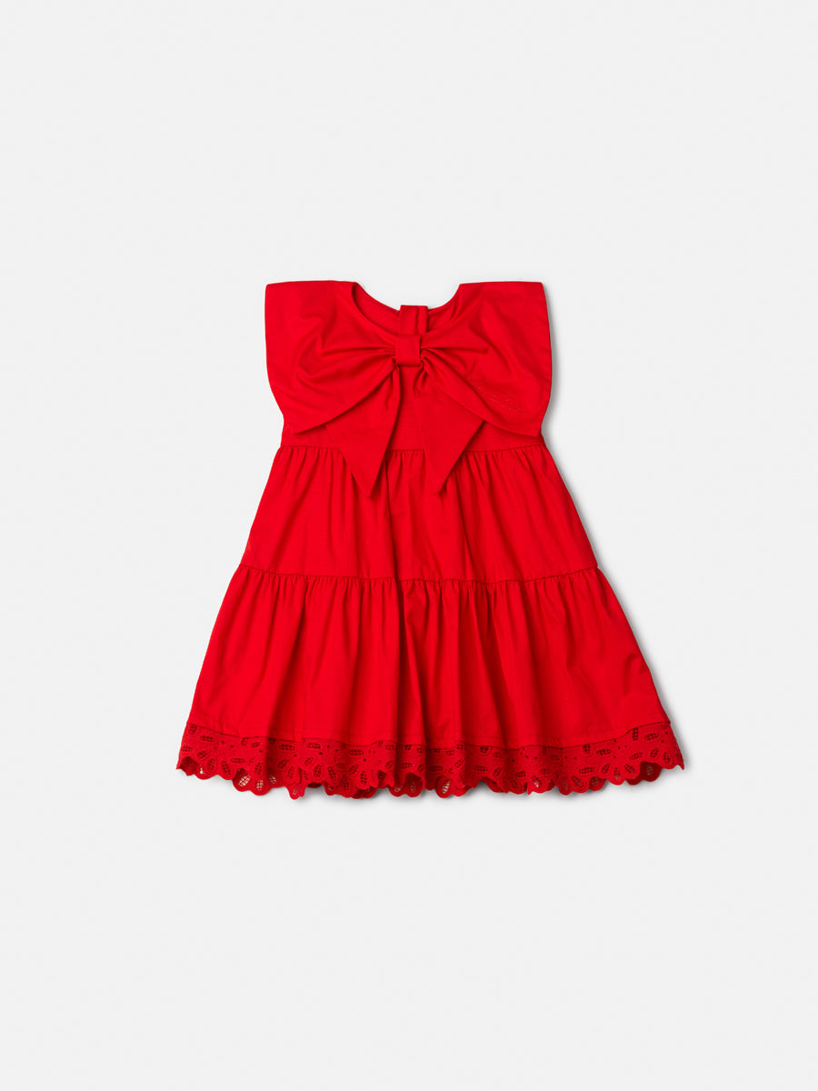 Vestido Vermelho Infantil com Maxi Laço Anime