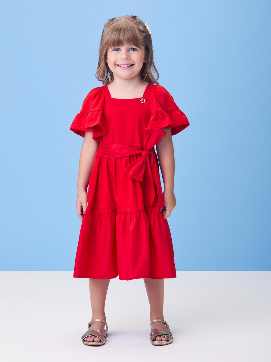 Vestido Vermelho Preppy com Laço Momi