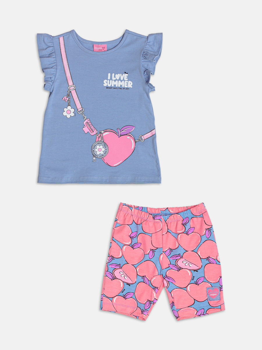 Conjunto Blusa e Legging Bolsa Azul Momi