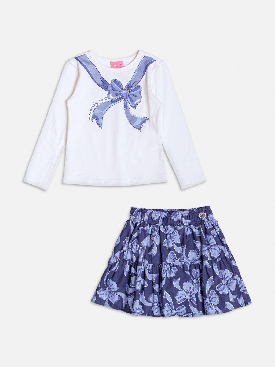 Conjunto Manga Longa Blusa Saia Perola - BambolePetit
