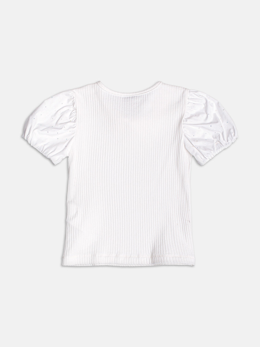 Blusa Manga Balonê com Strass Momi