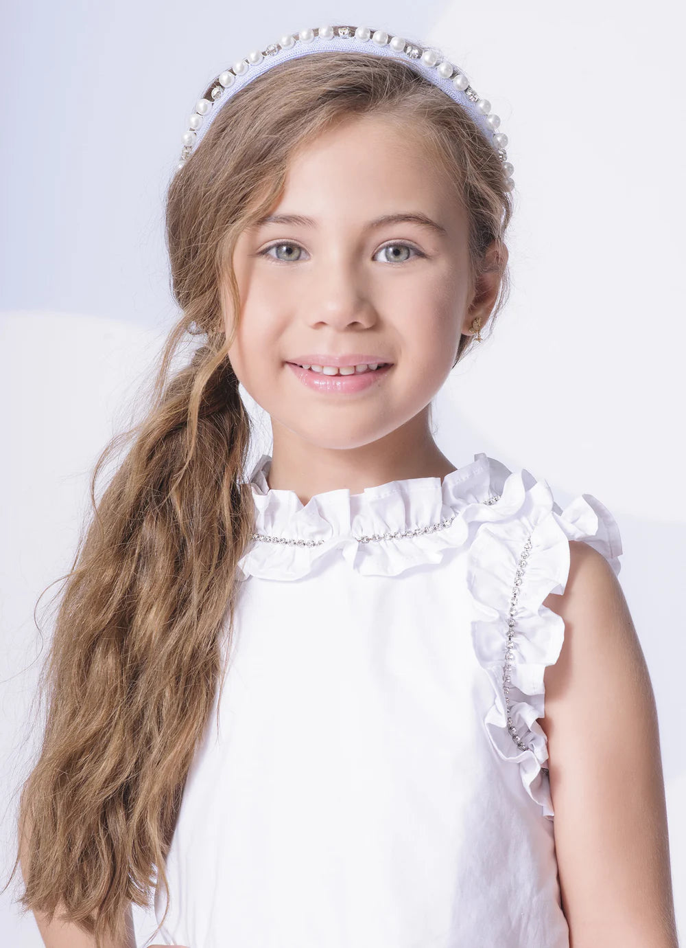 Blusa Tricoline Babado e Frufru Cristal Pituchinhus
