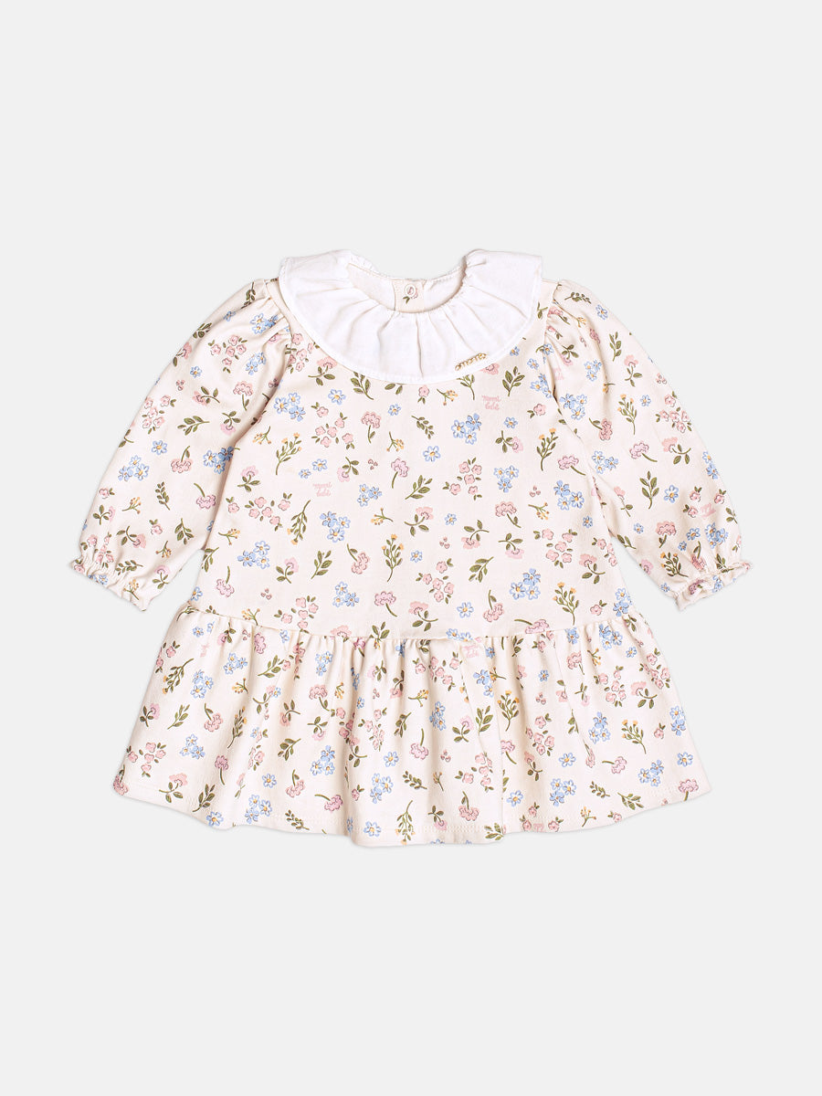 Vestido Manga Longa Flowers Com Gola Momi
