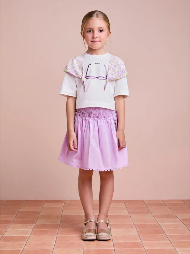 Conjunto Lilás de Tecido com Lenço Floral Anime