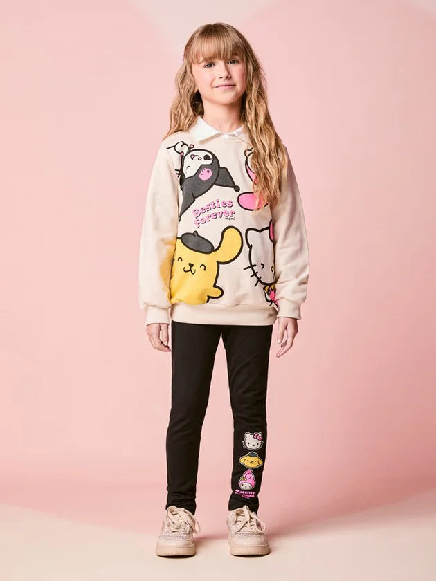 Conjunto Casaco Bege e Legging Hello Kitty Momi
