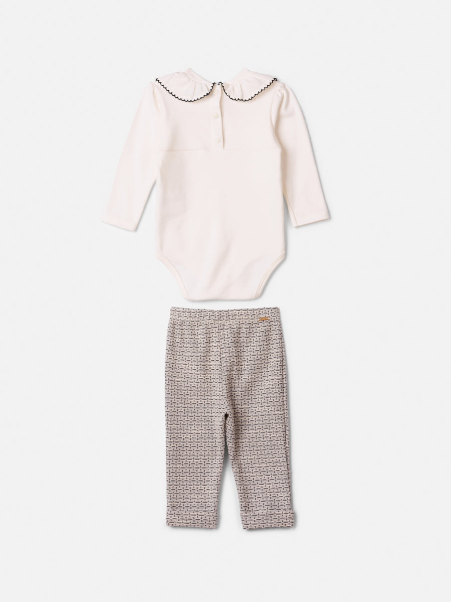 Conjunto Body Manga Longa e Calca Perola Animê
