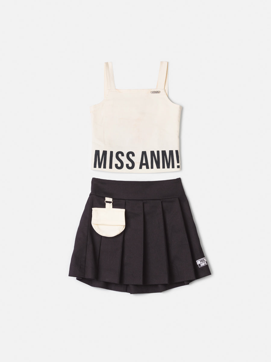 Conjunto Top e Saia Off White Animê