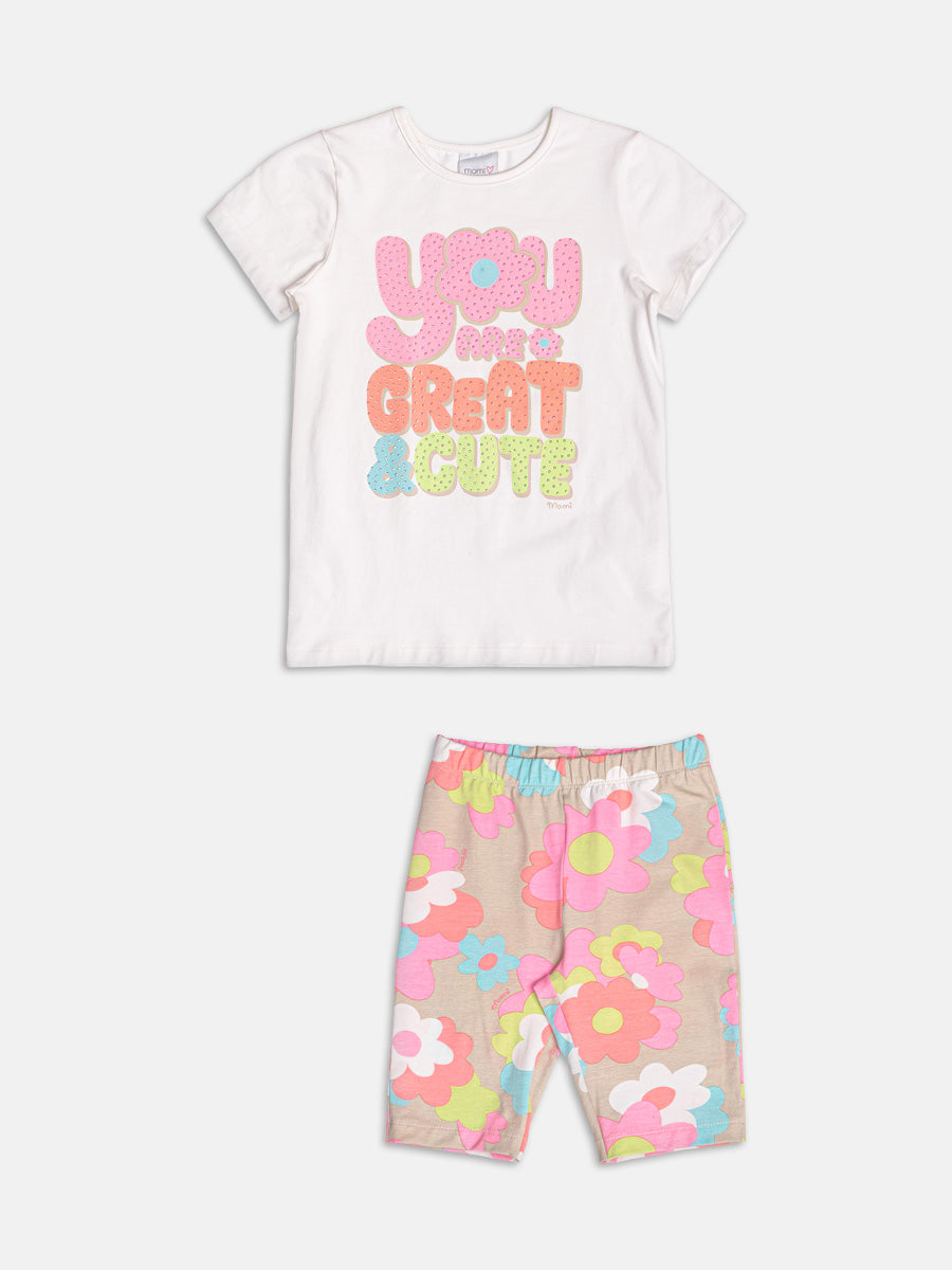 Conjunto Neon Florido com Strass Momi