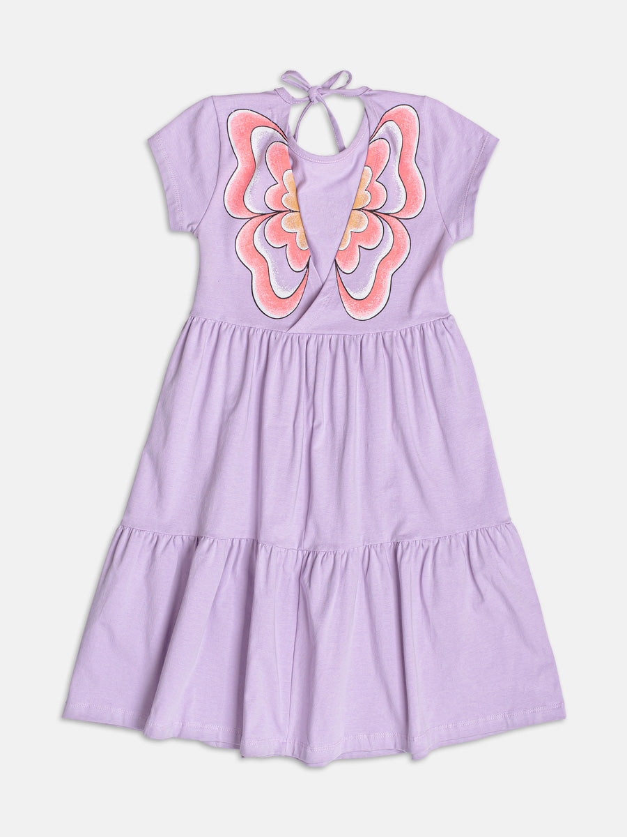 Vestido Borboleta com Abertura Lilas Momi