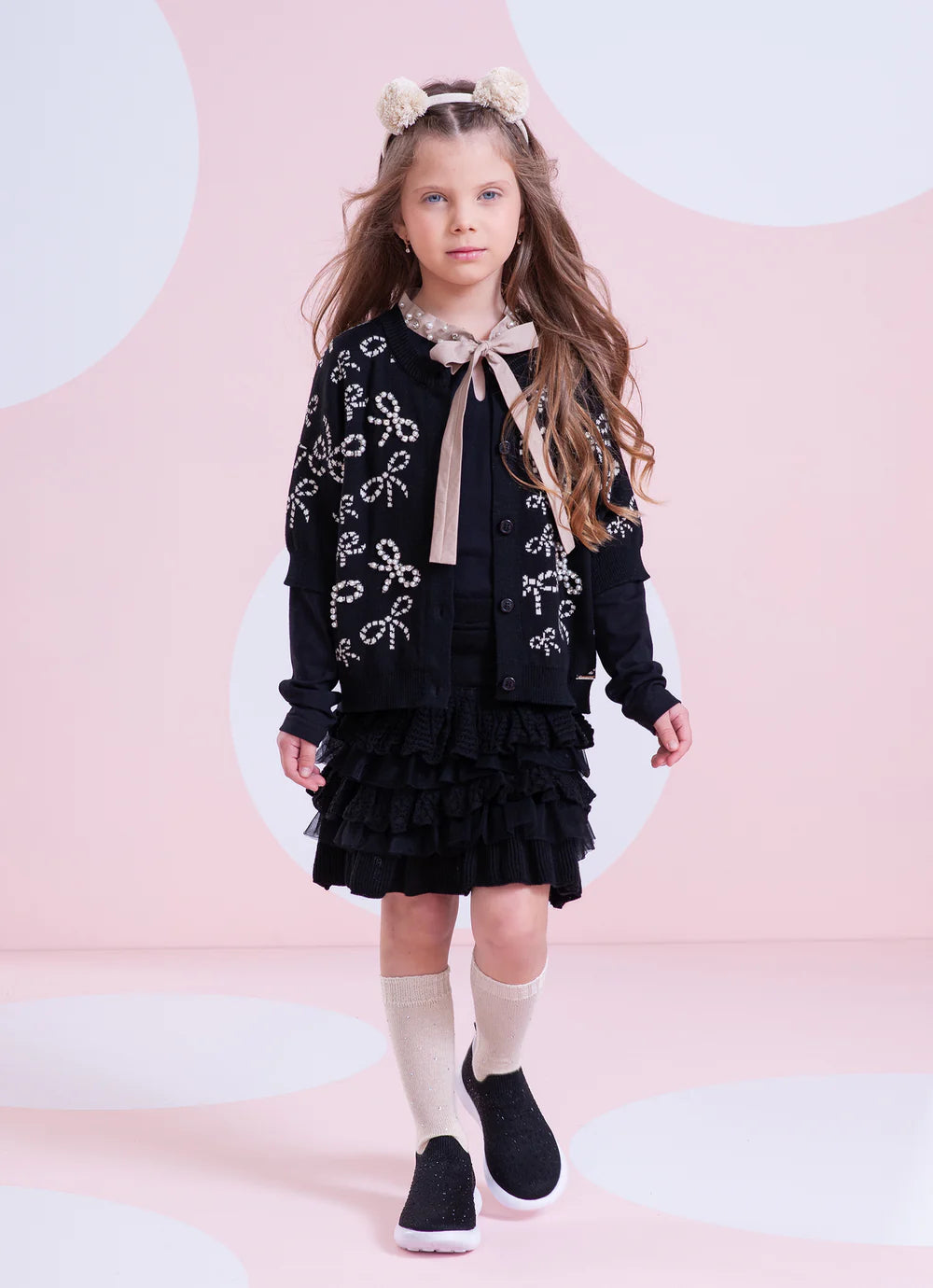 Tênis Knit Cristais Preto Pituchinhus
