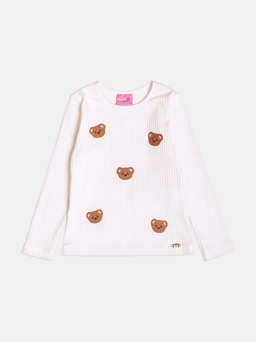 Blusa Canelada Com Patch Off White Momi