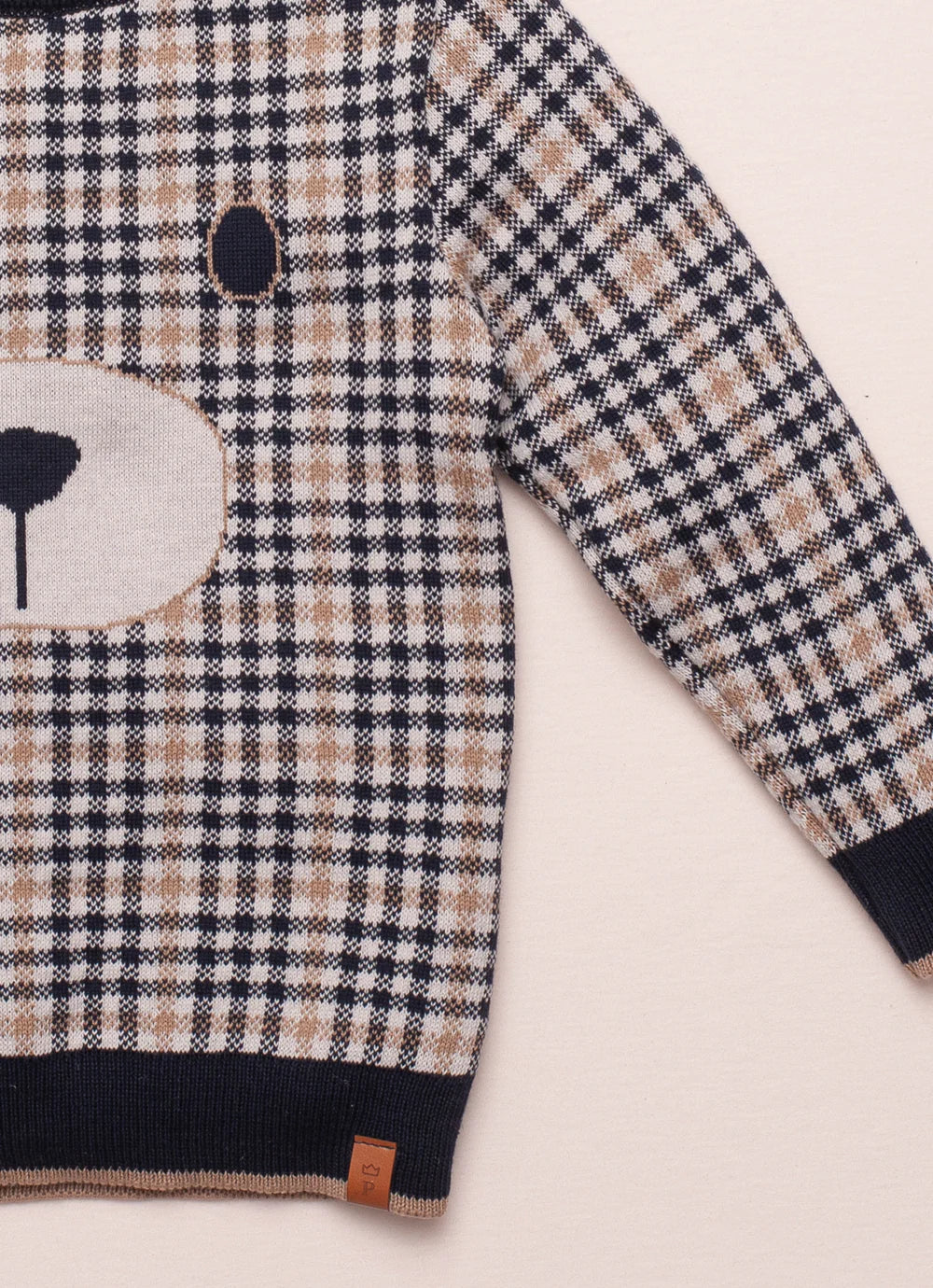 Blusa Tricot Xadrez Ursinho For Boys Azul Profundo Pituchinhus