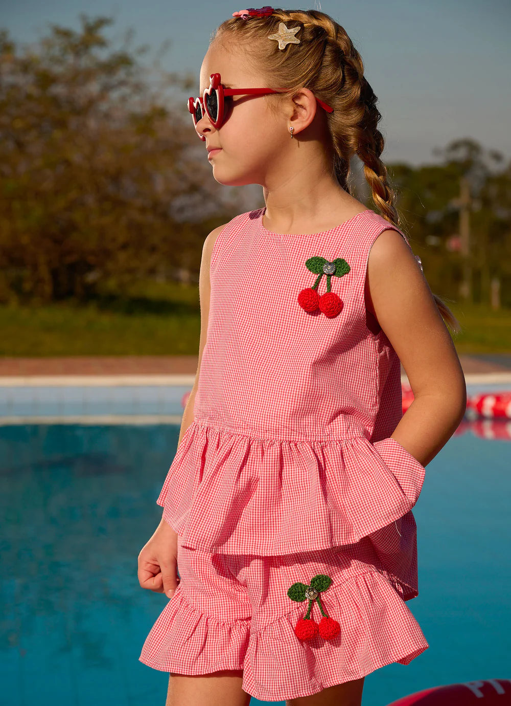 Short Algodão Xadrez Babado Resort Pituchinhus