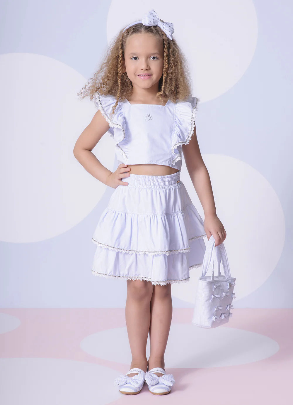 Saia Short Tricoline Babados Pituchinhus