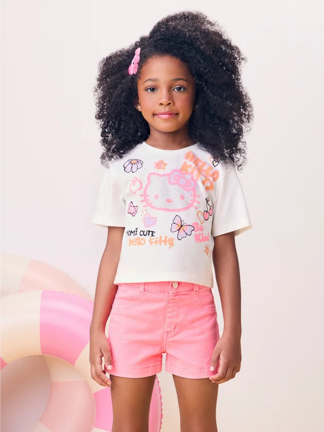 Blusa Hello Kitty Com Strass Momi Cute