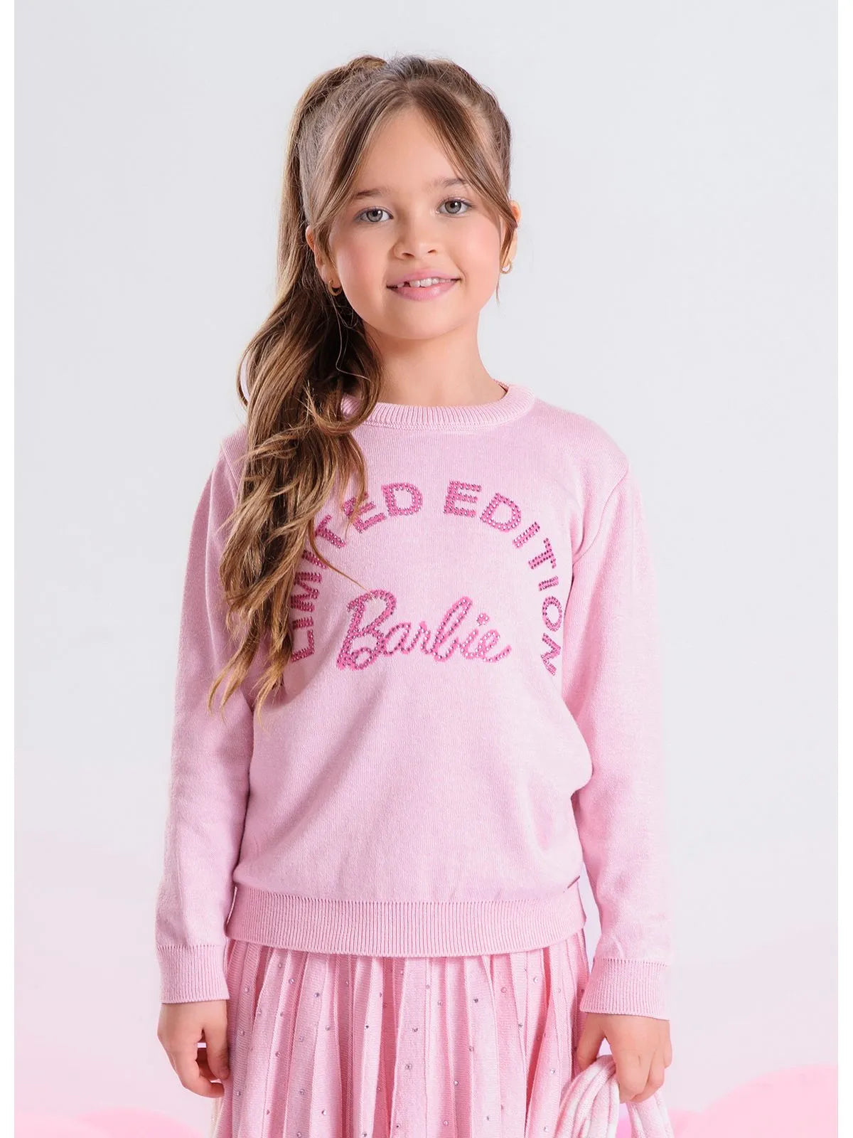 Blusa Tricot Barbie Limited Edition Cristal Sugar Rose - BambolePetit