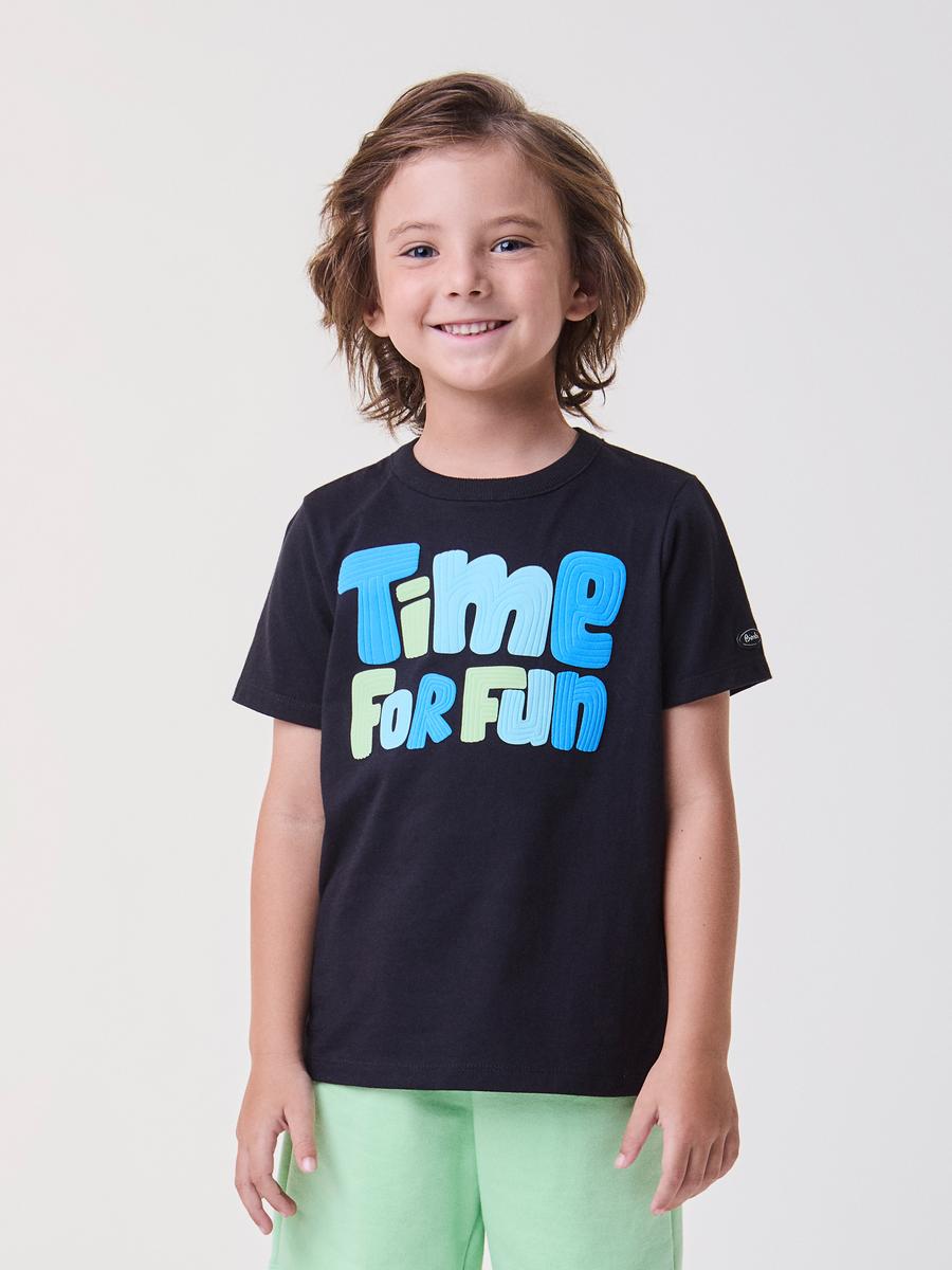 Conjunto T-Shirt e Bermuda Preto Bimbi