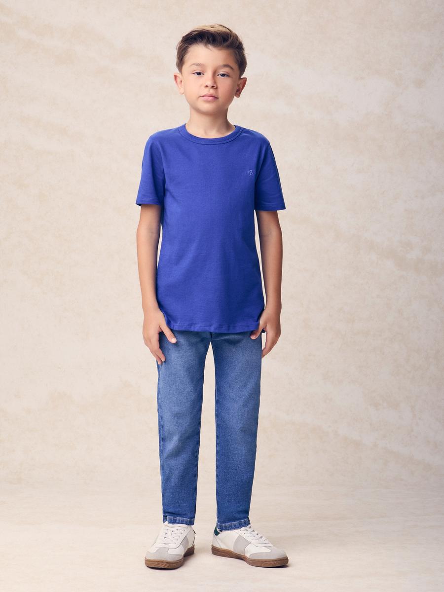 T-Shirt com Bordado Azul Youccie
