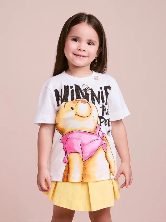 T-Shirt Off do Ursinho Pooh com Strass Anime