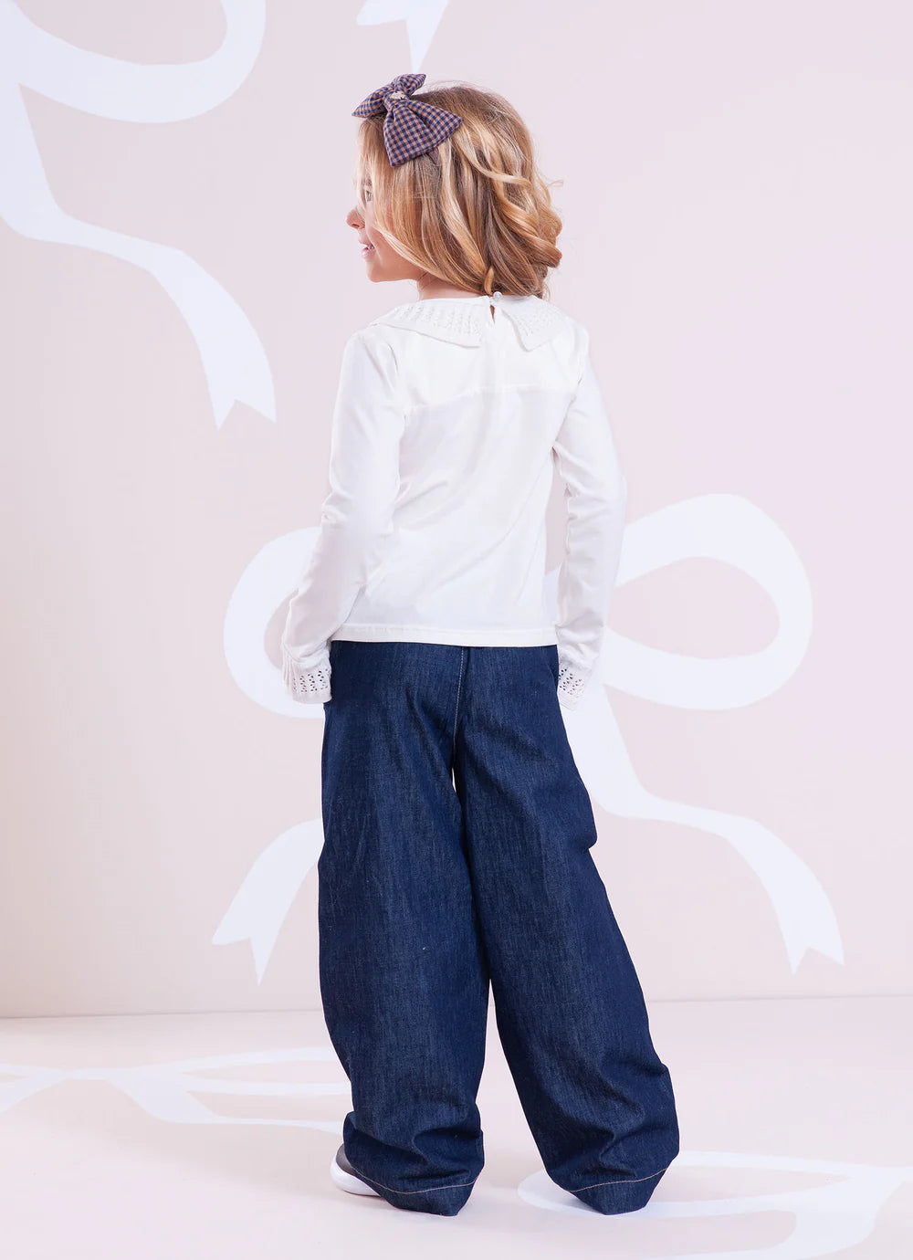 Calça Reta Jeans Fino Cristais Pituchinhus