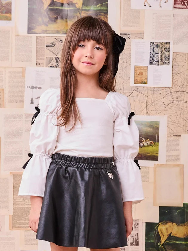 Blusa Lacos Mangas Perola - BambolePetit