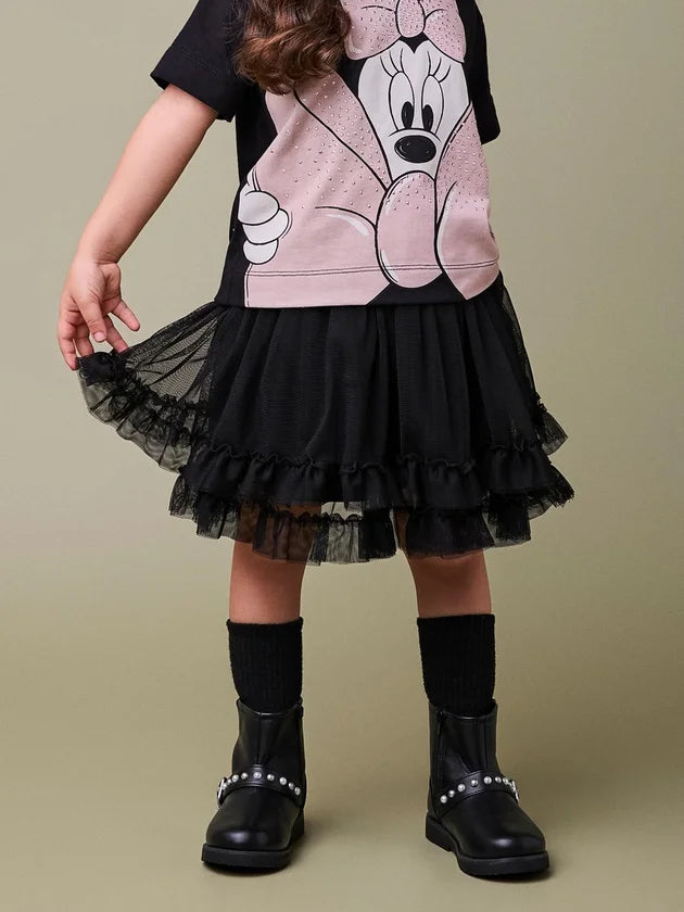 Saia De Tule Com Fru Fru Preto - BambolePetit