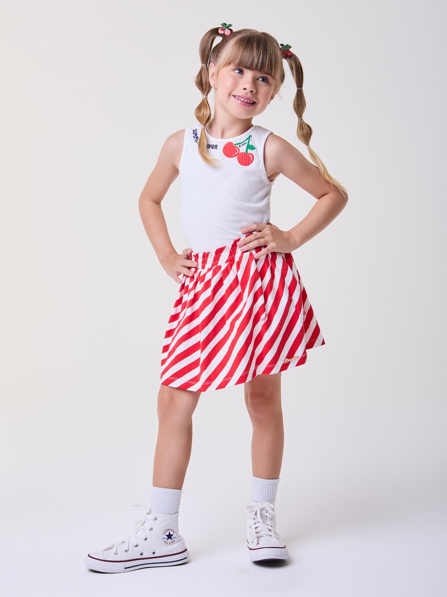 Conjunto Regata e Saia Listrada Cereja Bimbi