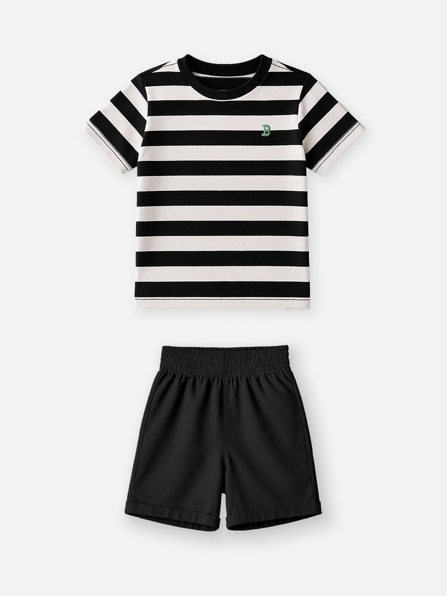 Conjunto T-Shirt e Bermuda Listras Bimbi