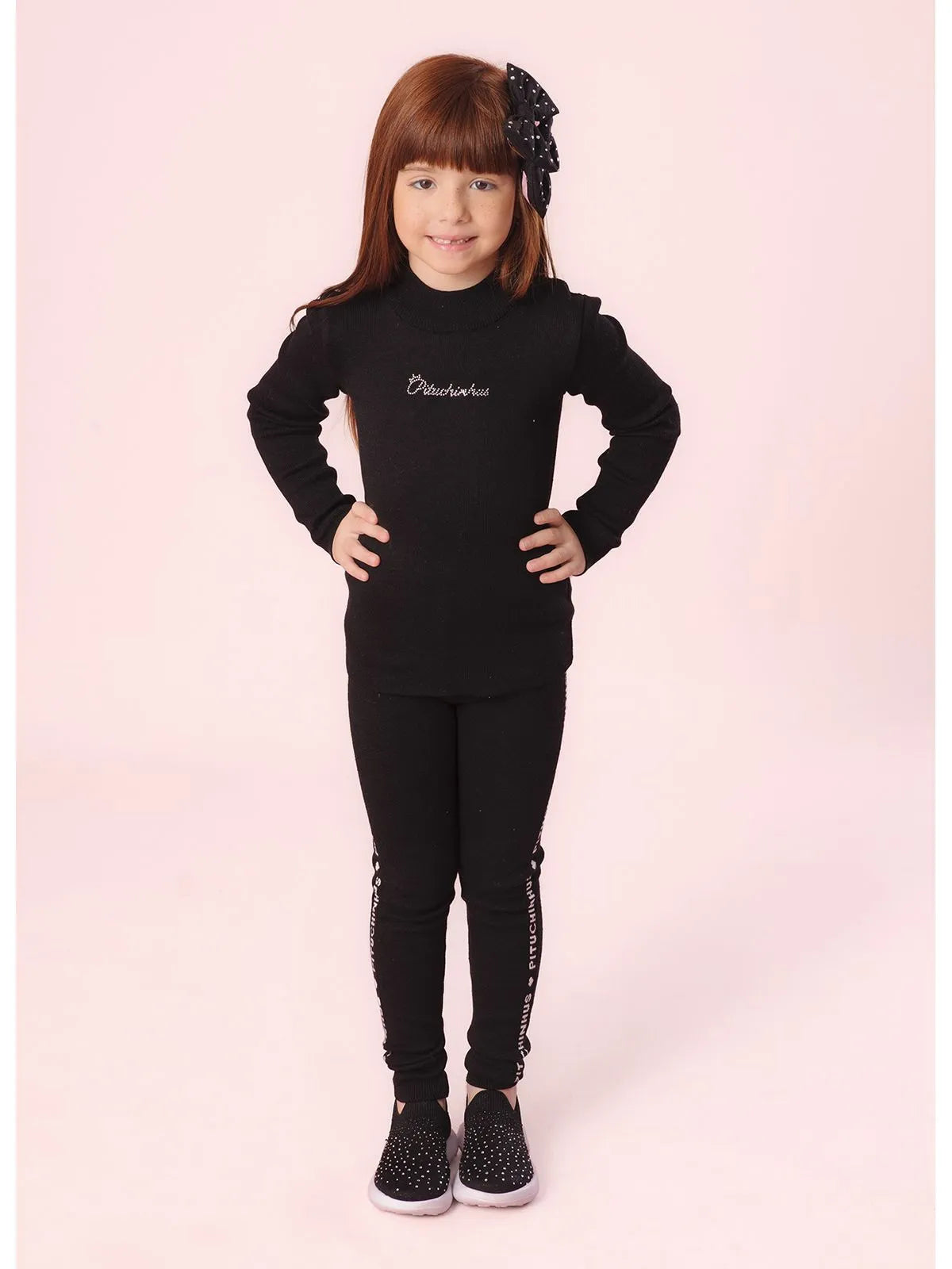 Calça Legging Tricot Pituchinhus Preto - BambolePetit