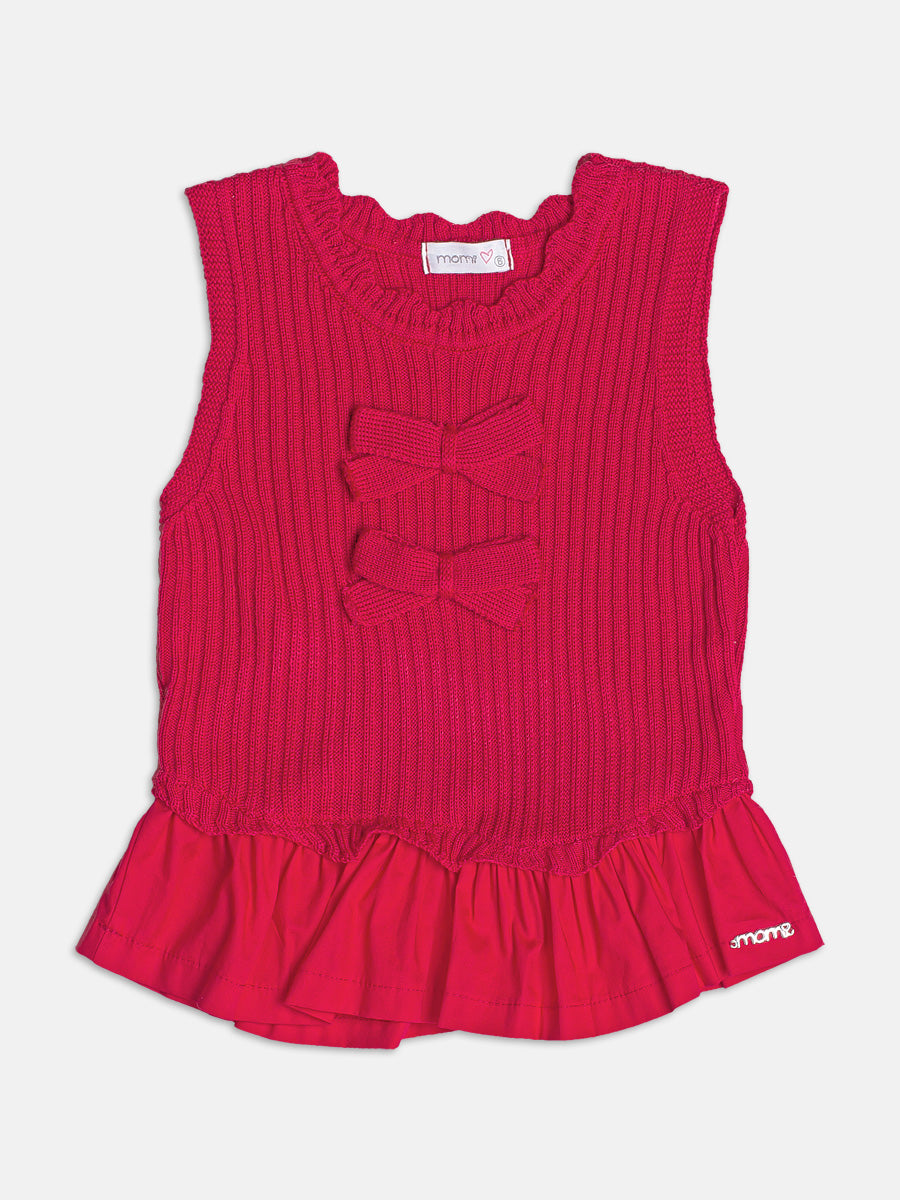 Blusa Tricot Laços Vermelha Momi