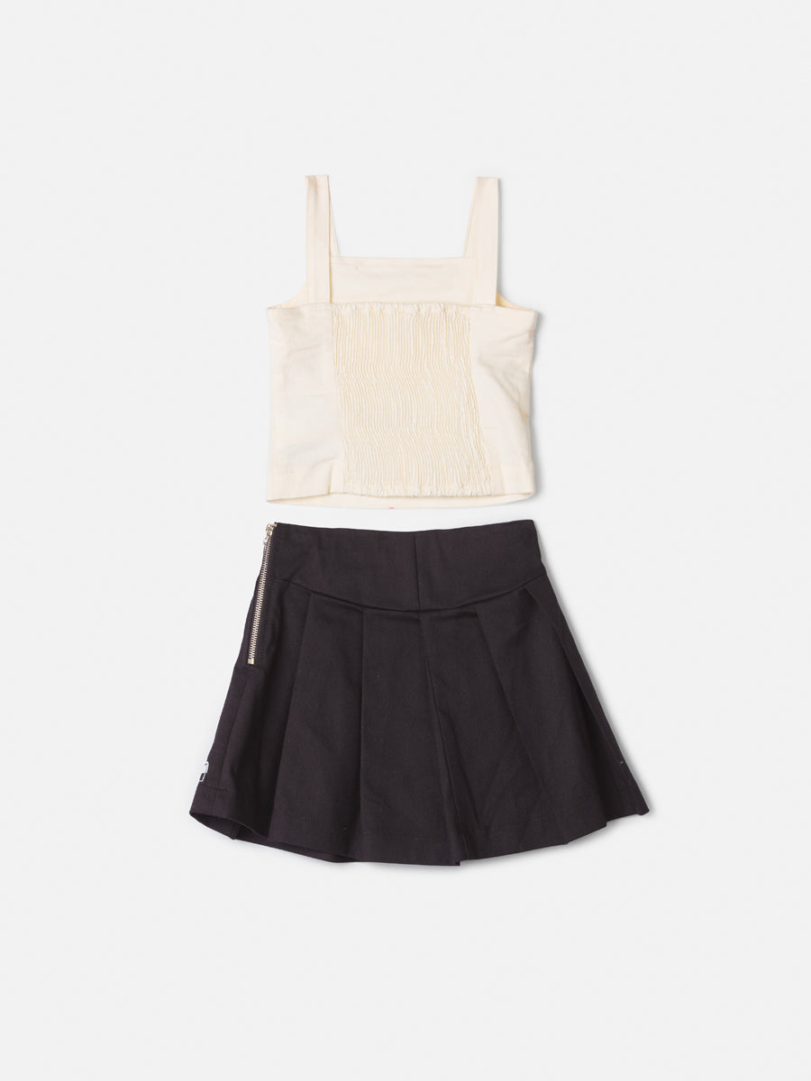 Conjunto Top e Saia Off White Animê