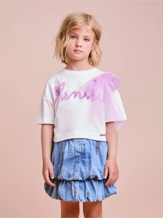 Blusa da Minnie com Detalhes em Tule Lilás