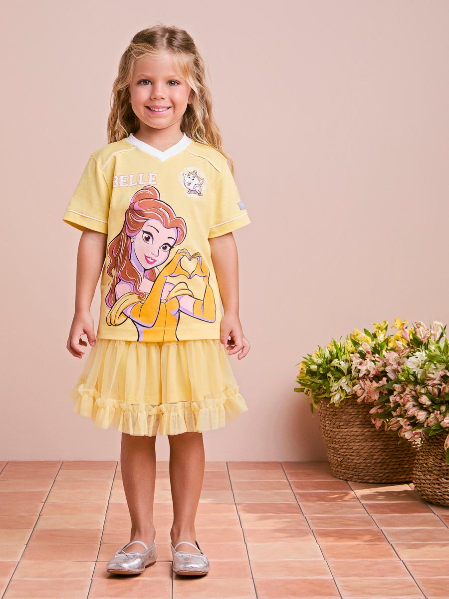 Blusa Infantil Amarela Princesa Belle Anime